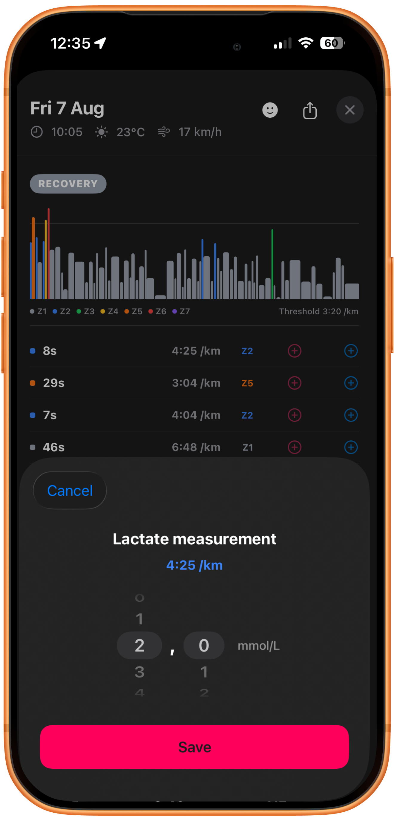 Adding a lactate measurement