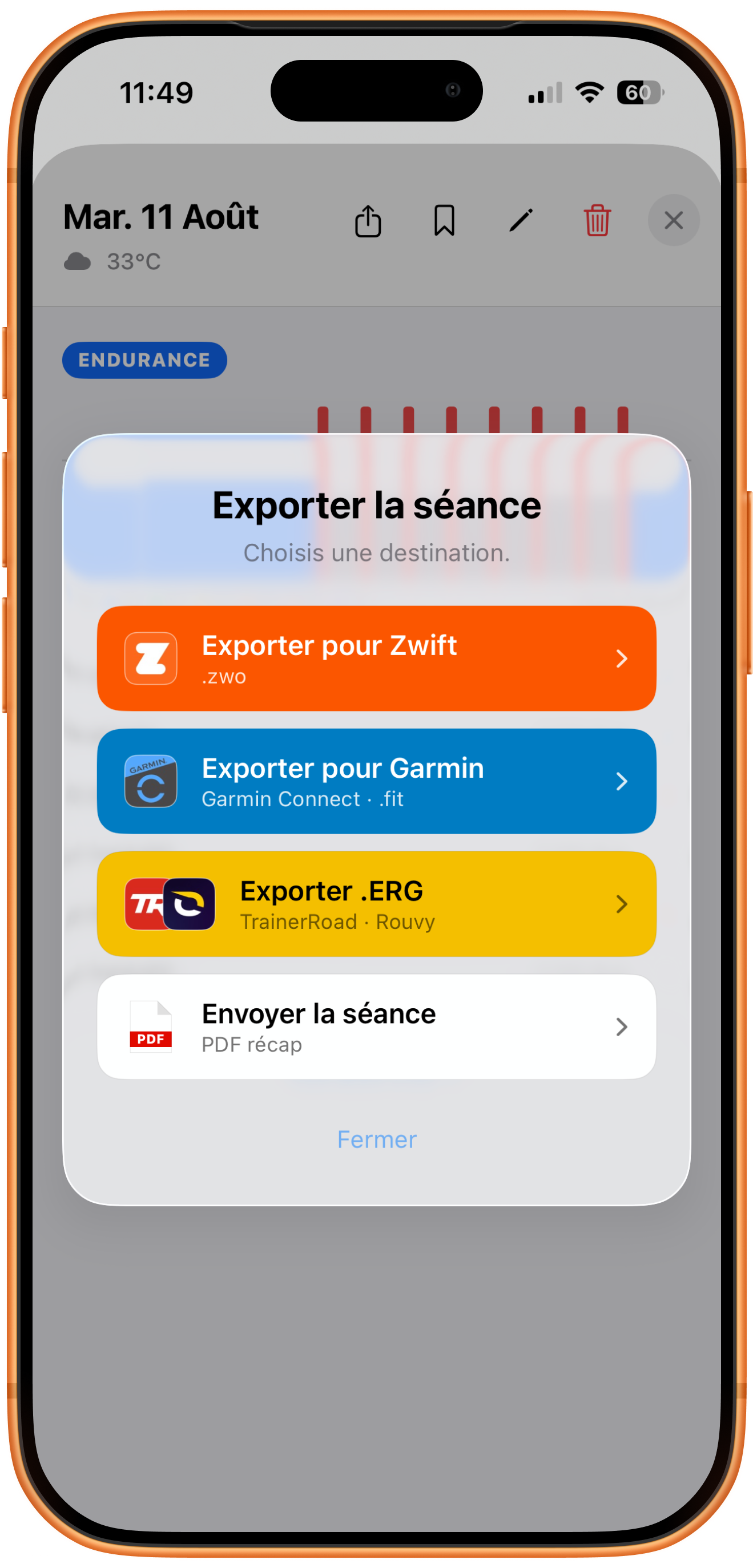 Exporter une séance